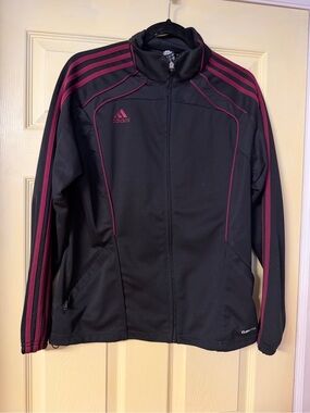 Black Burgandy Adidas full zip track jacket size M